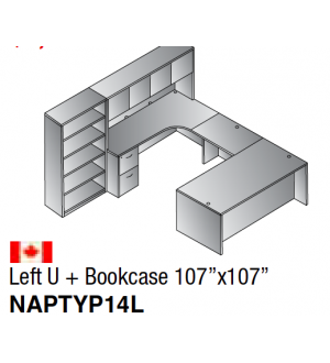AOSP  U Shape + Bookcase 107”x107” Left/Right-Facing